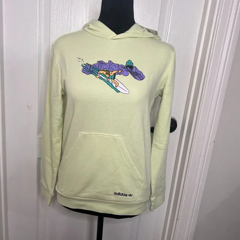 Adidas Kids Sweater‎ Medium Green Originals Graphics Hoodie Surf Pullover NWT